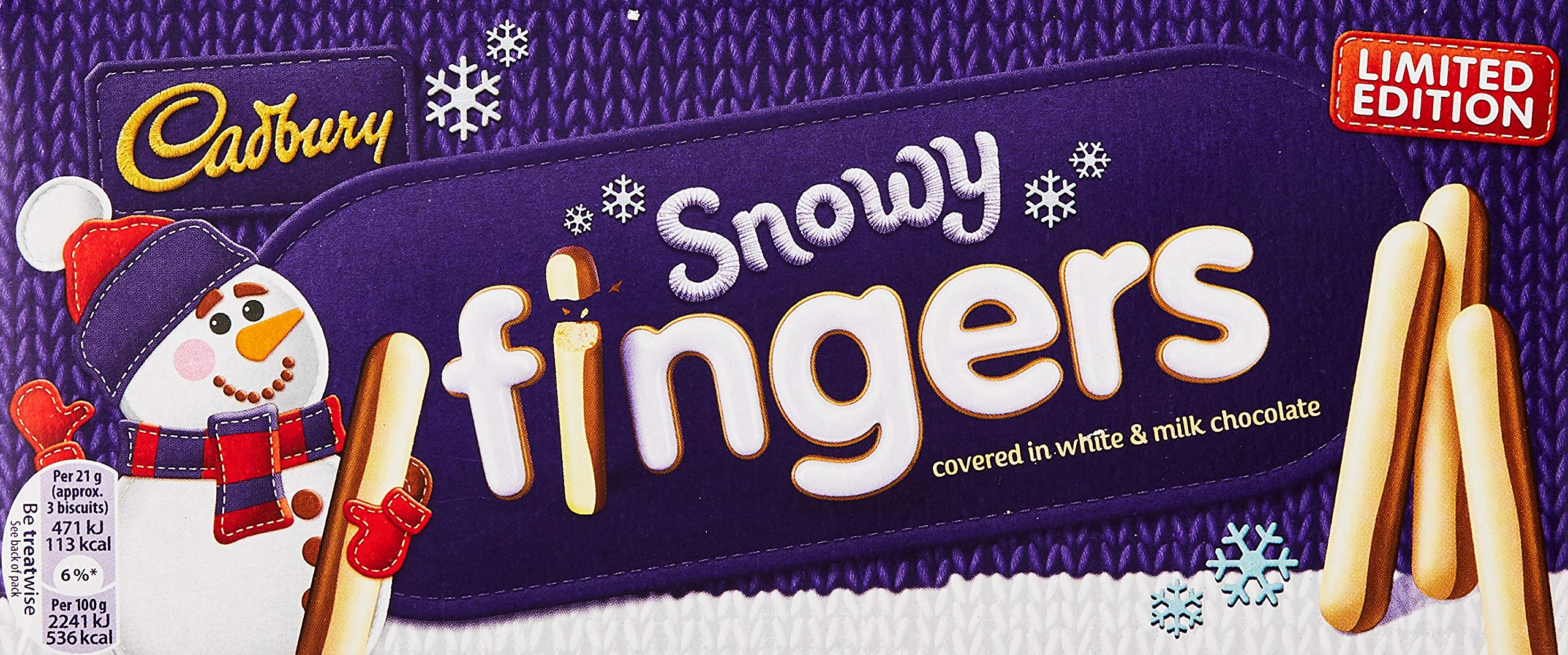 Cadbury Snowy Fingers Schokoladenkekse in limitierter Auflage, 115 g