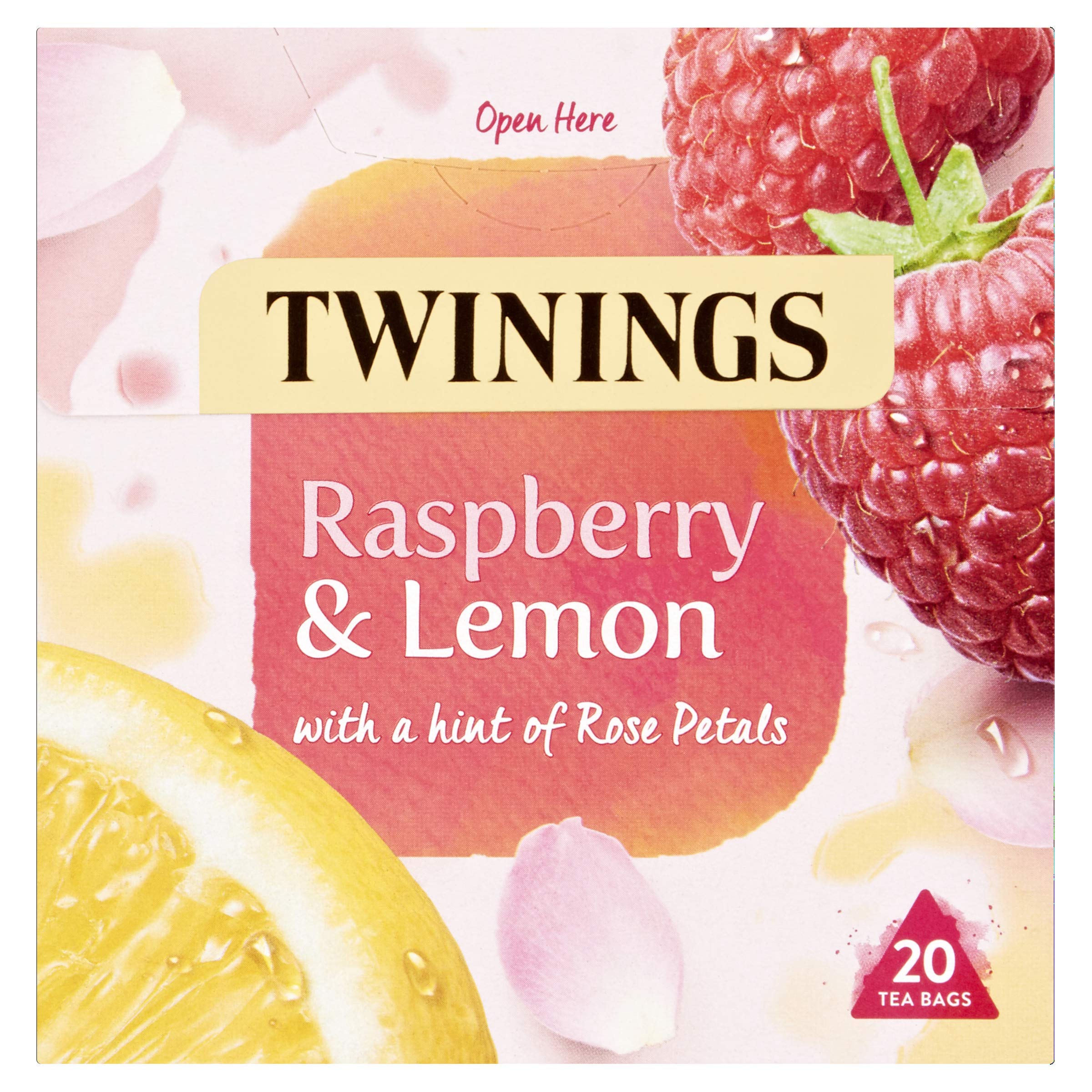 Twinings Himbeer- und Zitronen-Aufguss-Teebeutel mit Rosenblättern, 20 Stück