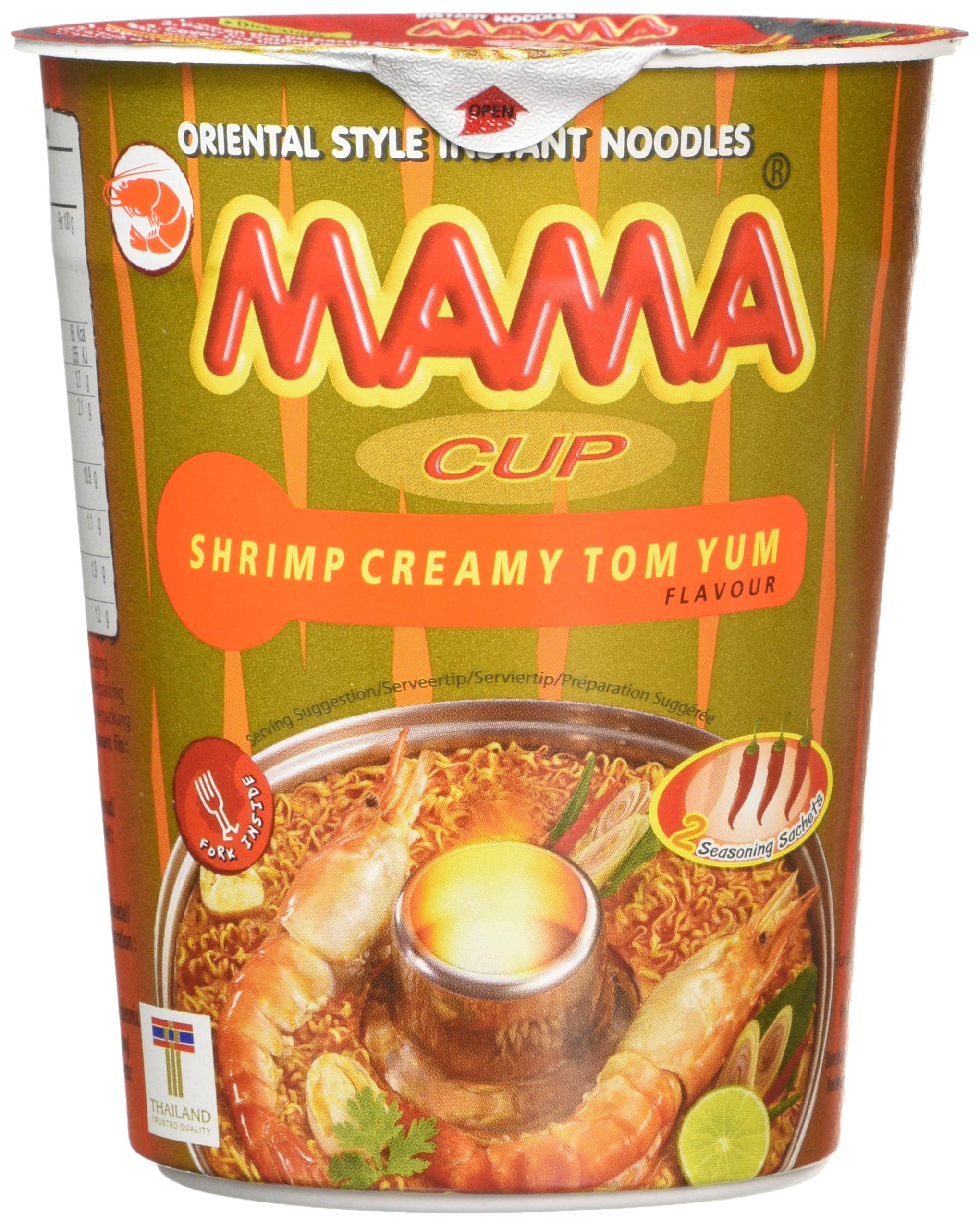 Mama Instant Cup Noodle Cremige Garnelen Tom Yum Geschmack 70g - Packung mit 12