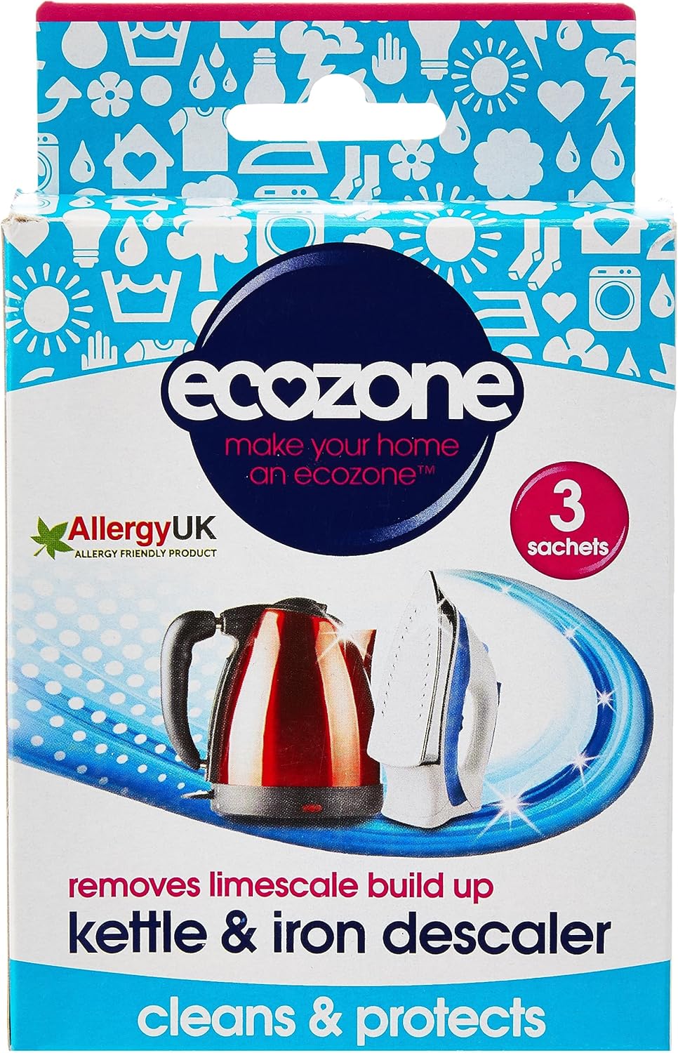 Ecozone Wasserkocher- und Bügeleisen-Entkalker – 3er-Packung zur Kalkentfernung