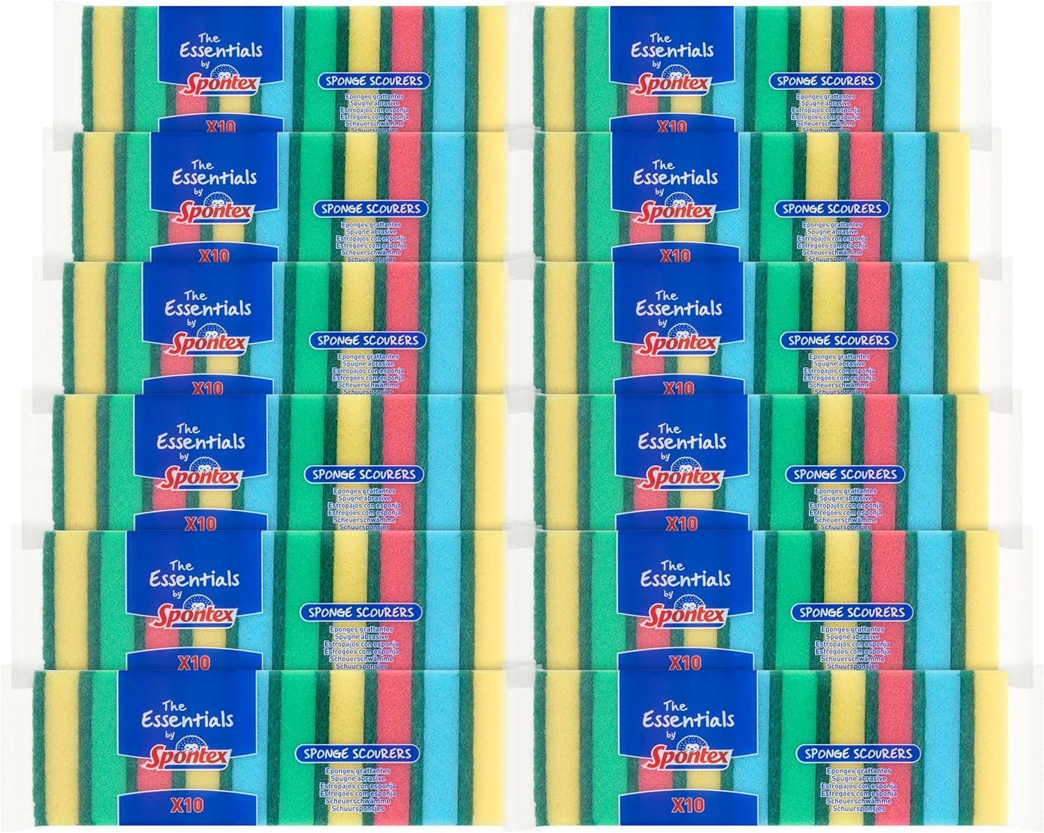 Spont游戏副本 Essentials Schwammreiniger – 120er-Pack (12 x 10), verschiedene Farben