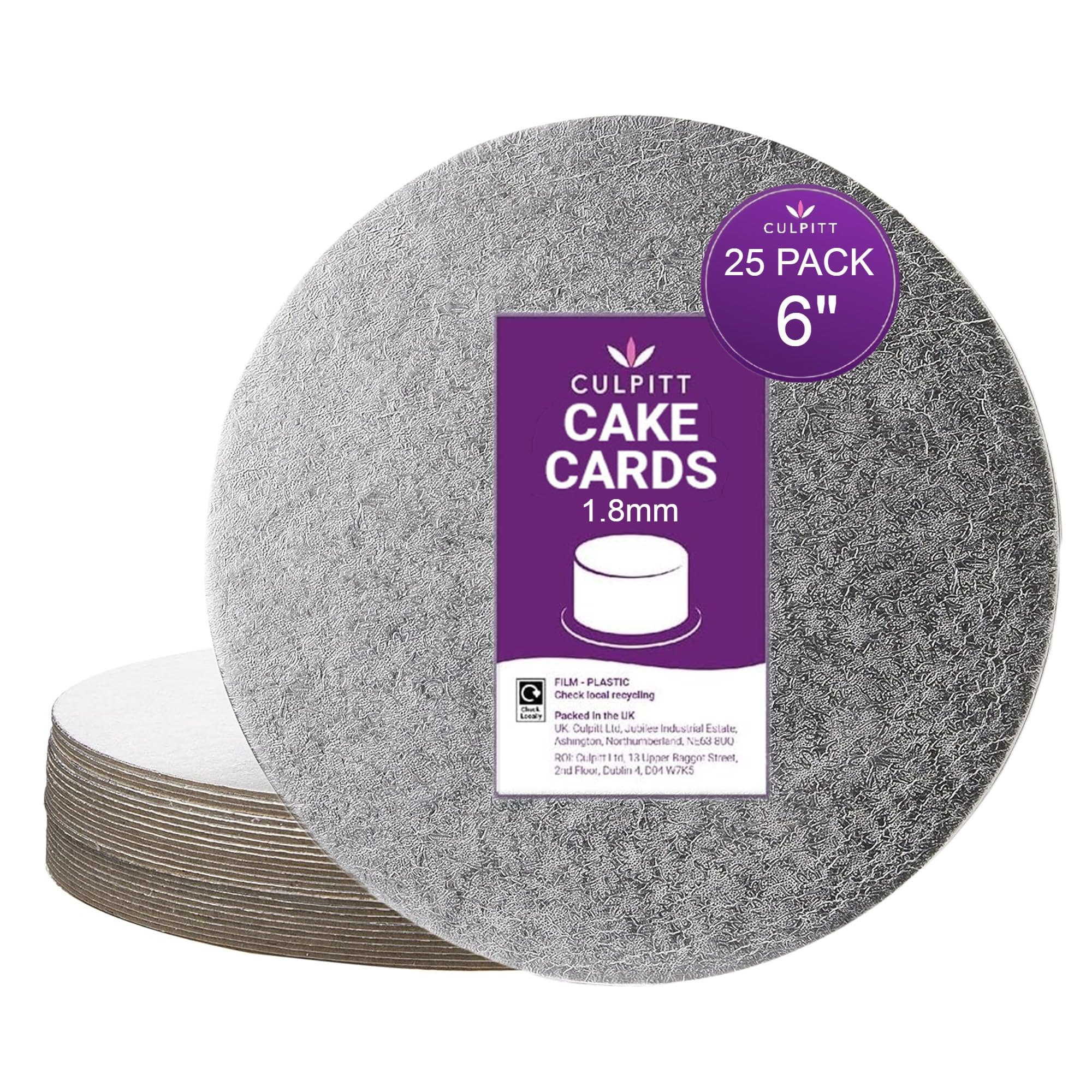 Culpitt – Runde Tortenplatten, 15,2 cm (1,8 mm dick), Silberfolien-Finish (25 Stück)
