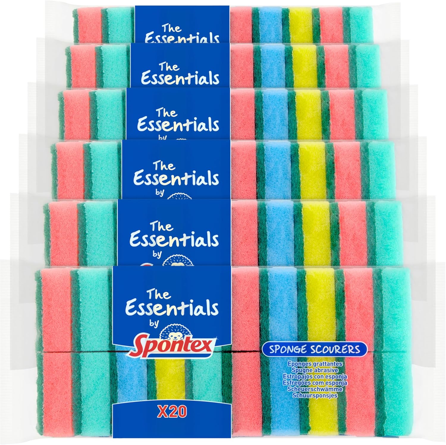 Spontex Essentials Topfreinigerschwämme – 6er-Packung mit je 20 Stück, insgesamt 120 Topfreiniger