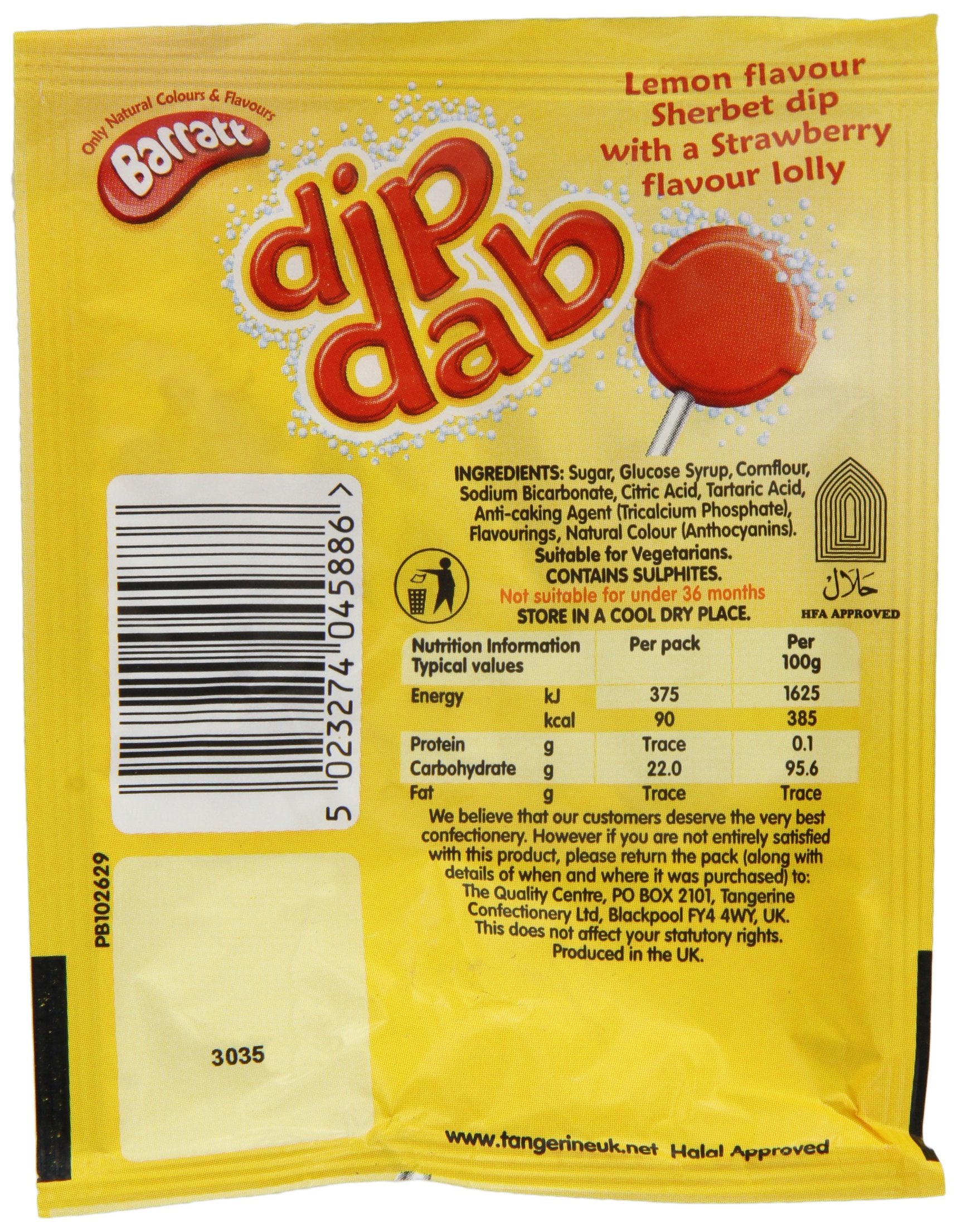 Barratt Dip Dab Erdbeer-Lolli mit Sorbet – 23 g