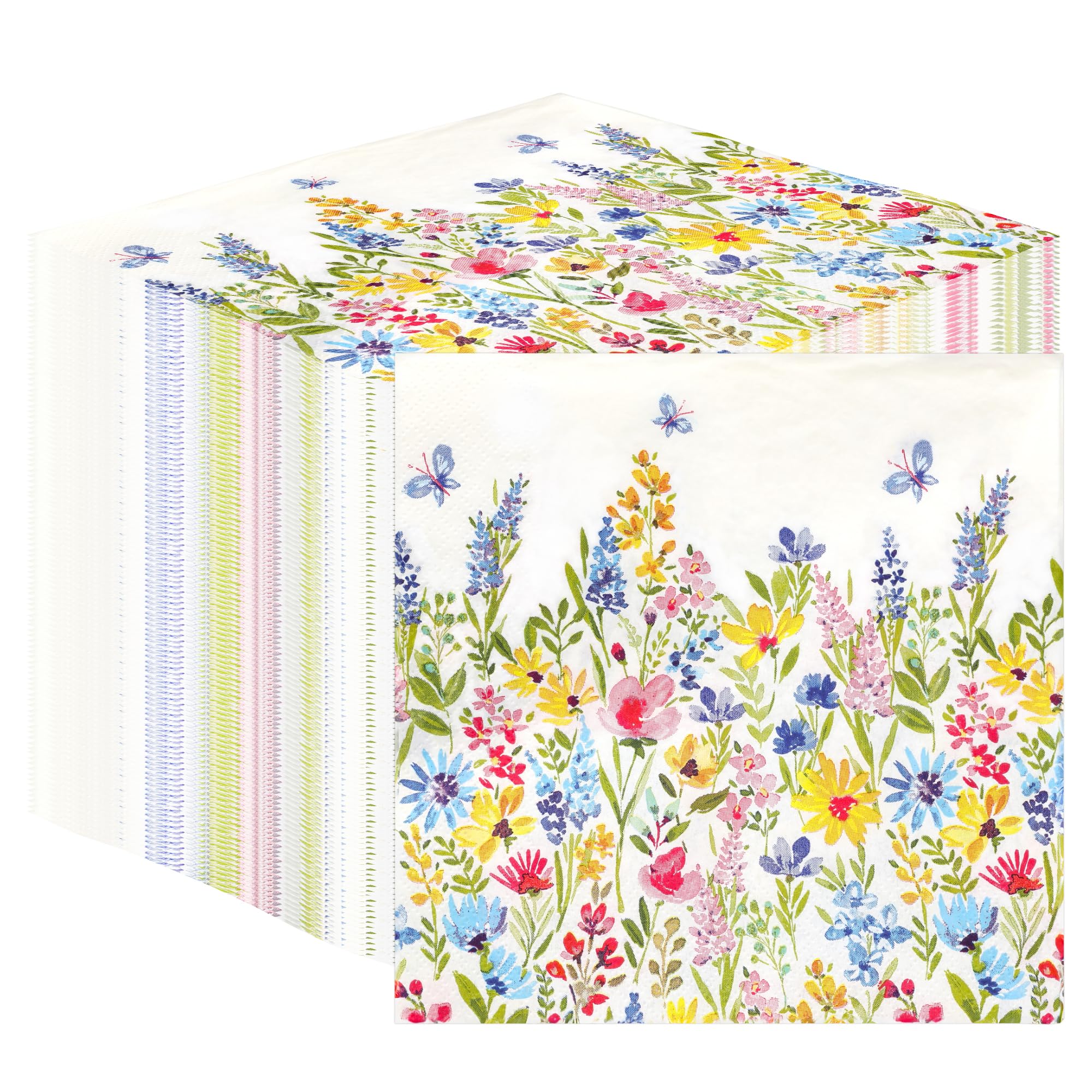 Talking Tables Floral Meadow 2-lagige Servietten aus Recyclingpapier, 100 Stück