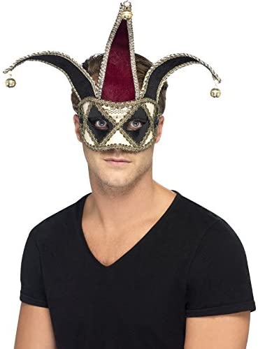 Smiffys Venet Conflated Harlekin-Augenmaske, Rot und Schwarz, Einheitsgröße