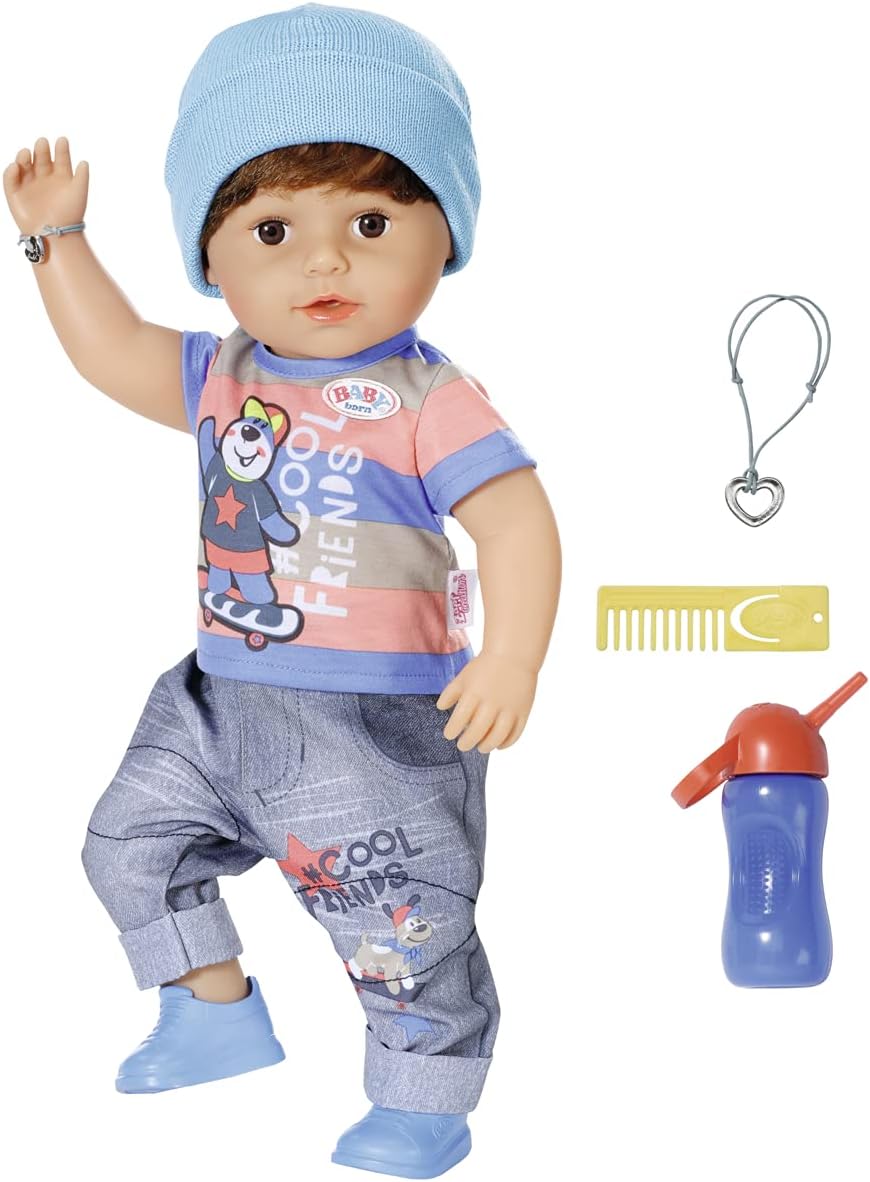 BABY born Brother 43 cm Puppe – Interaktives Vinylbaby mit beweglichen Knien, echten Tränen und Badespiel