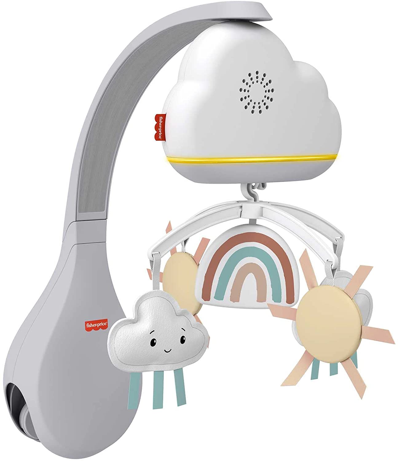 Fisher-Price Rainbow Showers Mobile vom Stubenwagen zum Bett – Schnuller mit Nachtlicht und Schreisensor