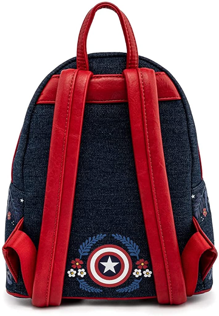 Loungefly Marvel Captain America Mini-Rucksack zum 80. Jubiläum mit Blumenschild
