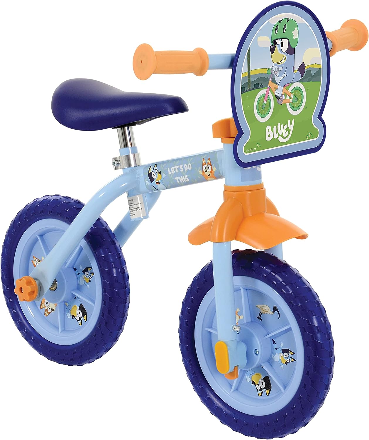 Bluey 2in1 10" Trainingsfahrrad – umwandelbares Lauf- und Tretfahrrad für Kinder