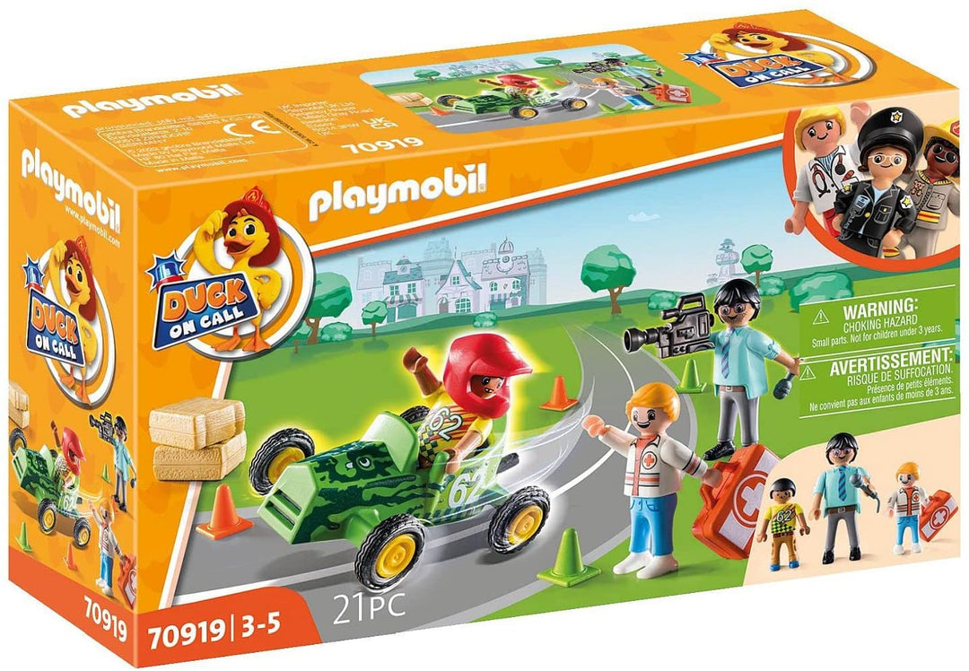 Playmobil DUCK ON CALL 70919 Ambulance Action: Help the Racing Driver, Toy for Children Ages 3+