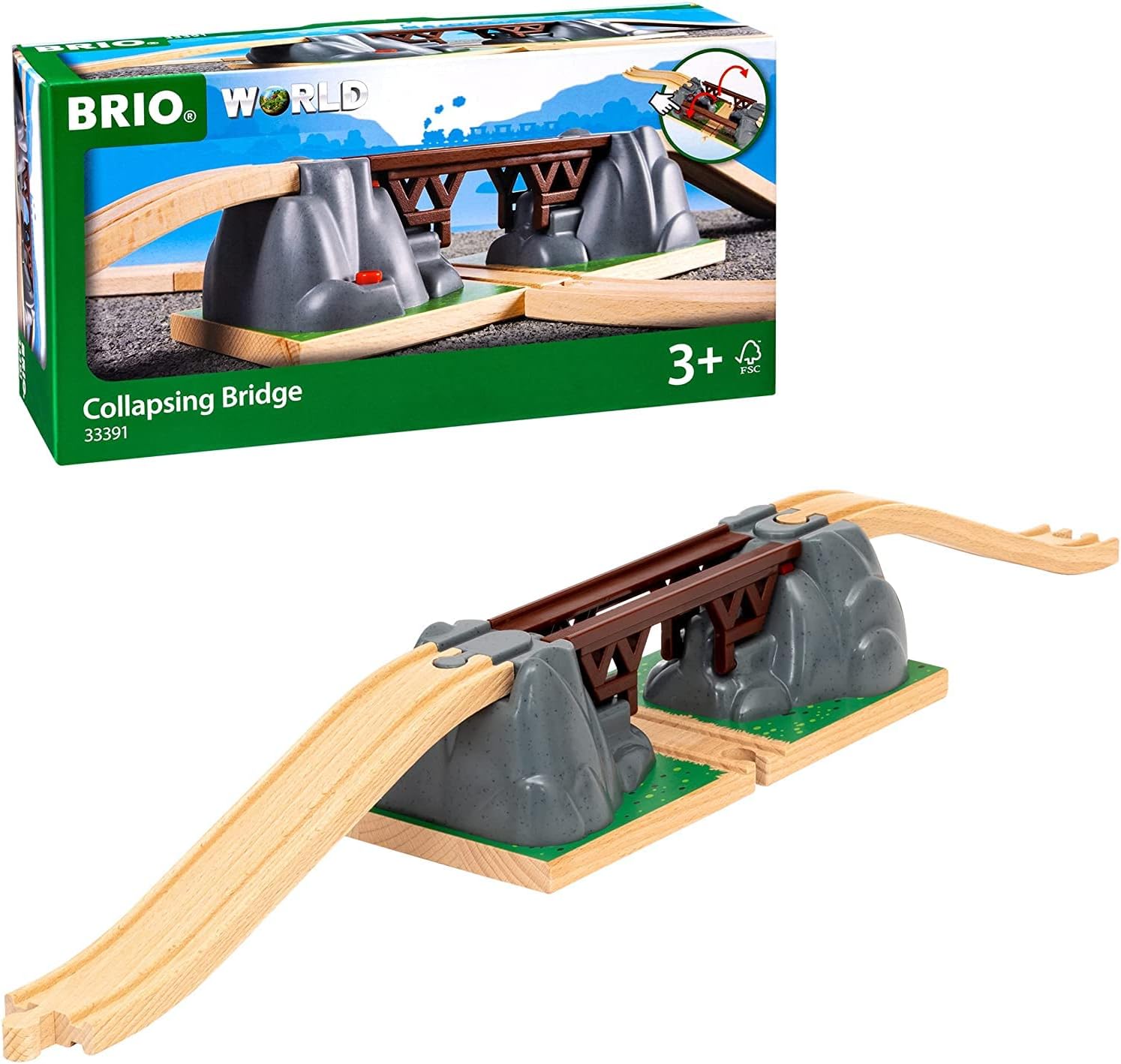 BRIO Einstürzende Eisenbahnbrücke für Kinder – Kompatibel mit BRIO Eisenbahn-Sets