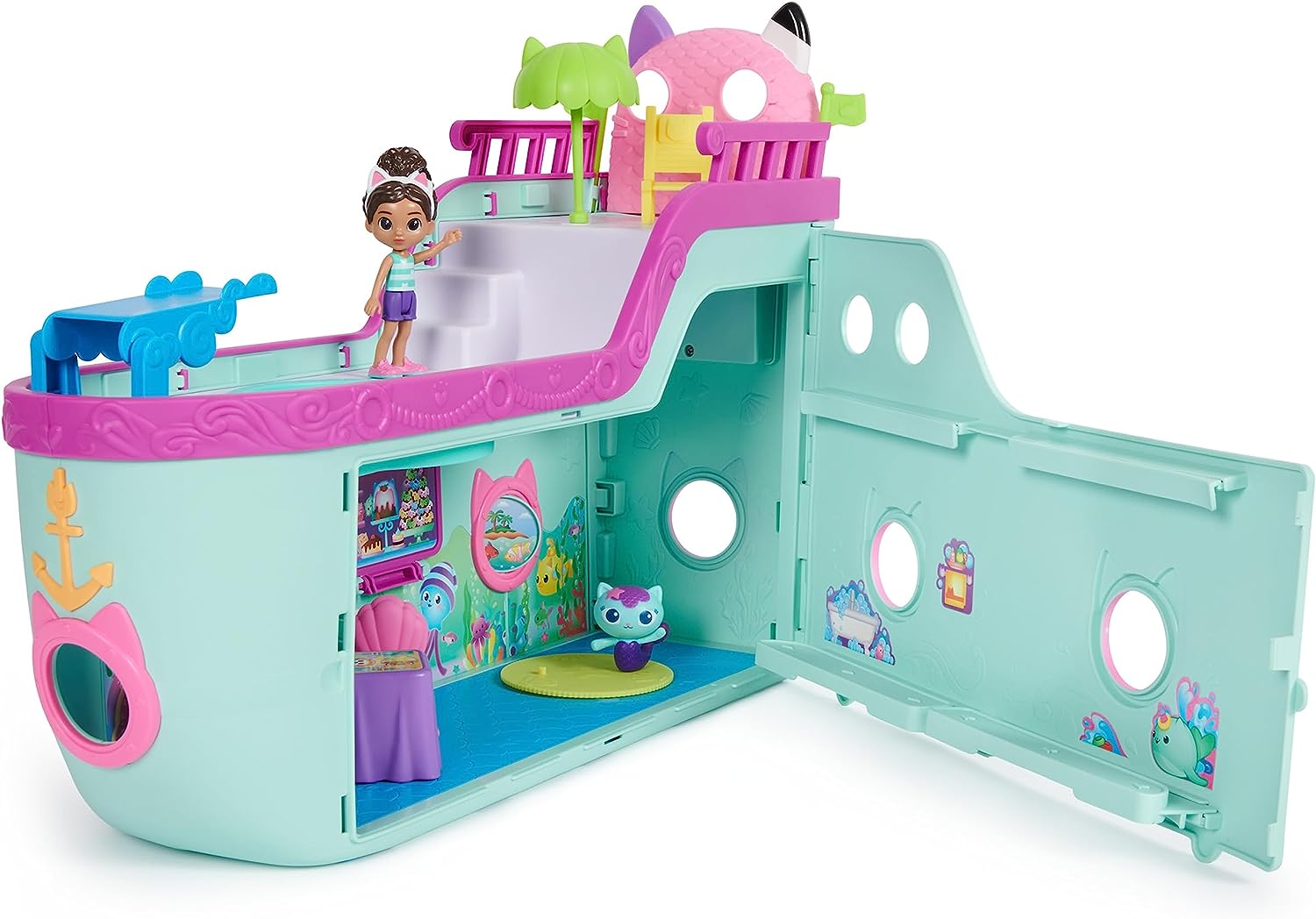 Gabbys Puppenhaus-Katzenfreundeschiff – 18-teiliges Kreuzfahrt-Spielset mit Gabby- und MerCat-Figuren, ab 3 Jahren