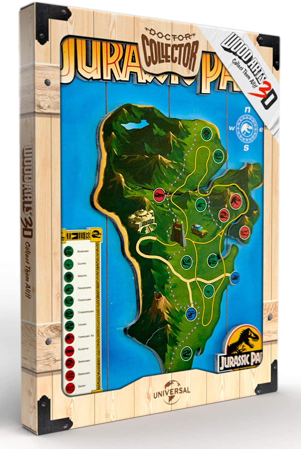 Doctor Collector – DCJP16 Jurassic Park Isla Nublar Karte 3D-Holzposter