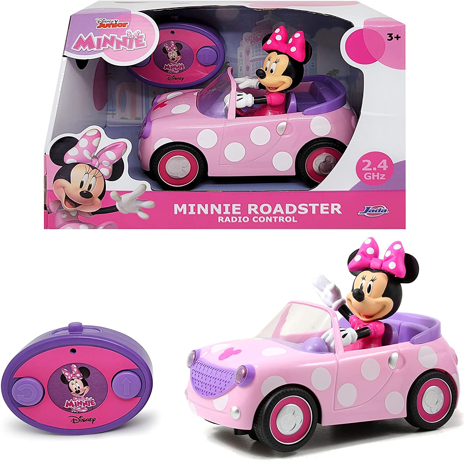 Simba Minnie Mouse Ferngesteuerter Roadster – Rosa Fahrzeug im Maßstab 1:24 für Kinder