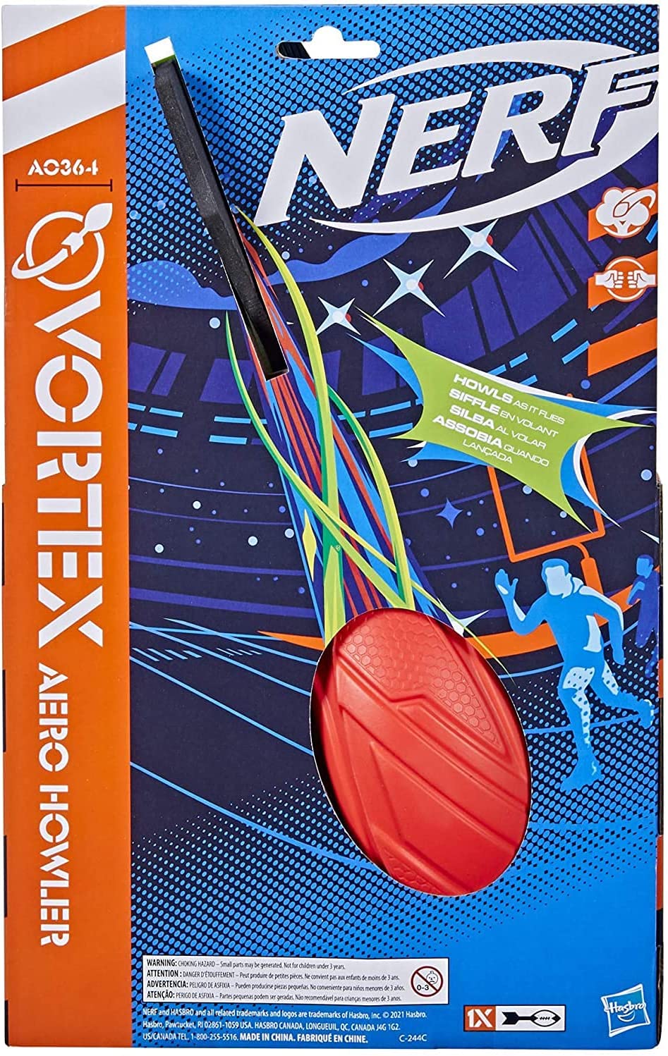 NERF Vortex Mega Aero Howler Football – Langstrecken-Heuldesign, verschiedene Farben