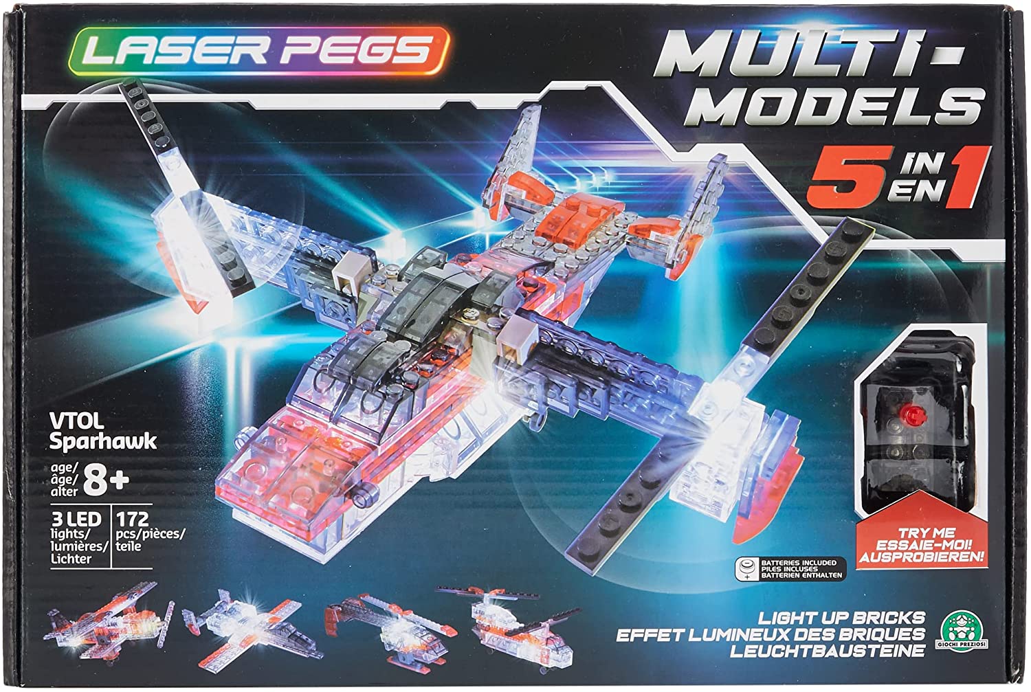 Laser Pegs 5-in-1 VTOL Sparhawk – Leuchtendes Bauset für Kinder ab 3 Jahren