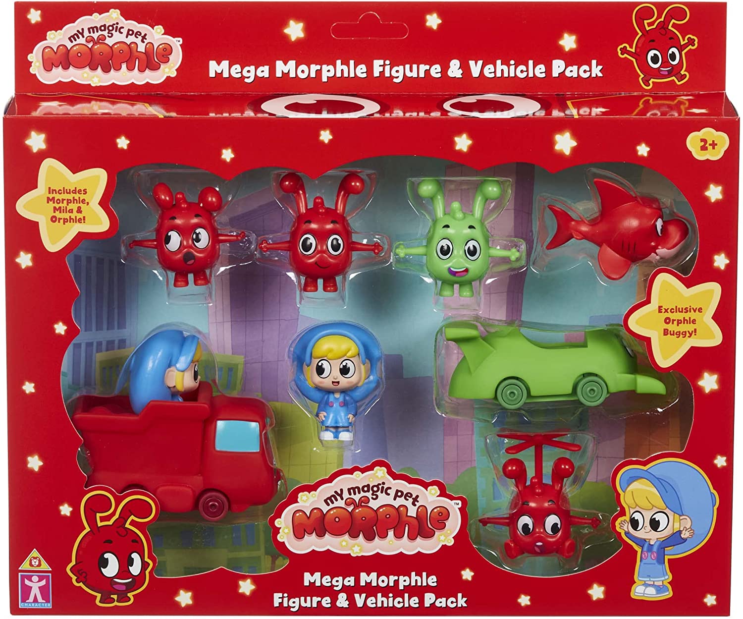MEGA MORPHLE Figuren- und Fahrzeug-Spielset – 6-teilige Actionfiguren mit Mini-Fahrzeugen für Kleinkinder