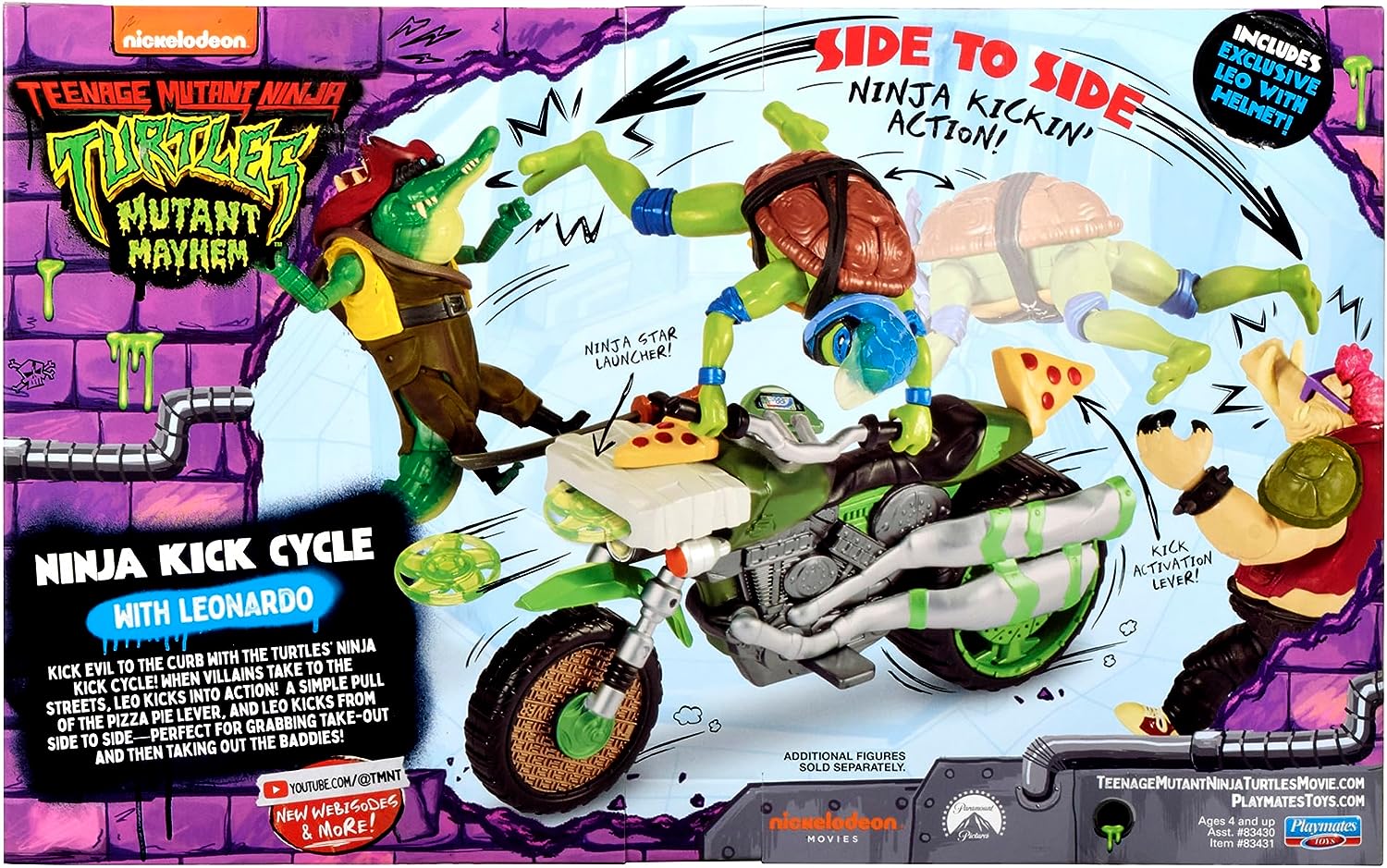 Teenage Mutant Ninja Turtles Ninja Kick Cycle mit exklusiver Leonardo-Figur – Action-Spielset