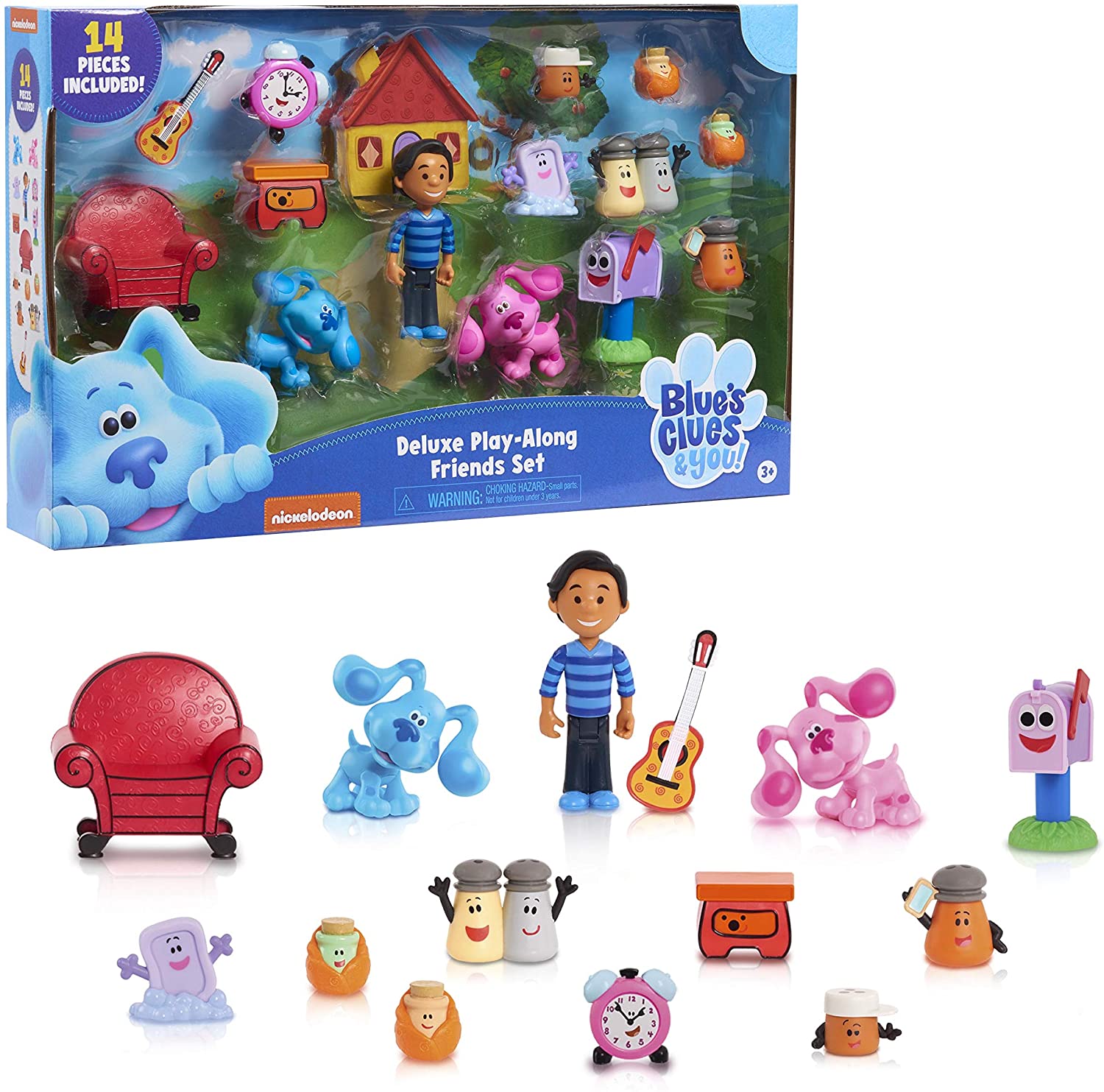 Blue's Clues & You Deluxe Play-Along-Figurenset – 14-teiliges bewegliches Spielset für Kinder