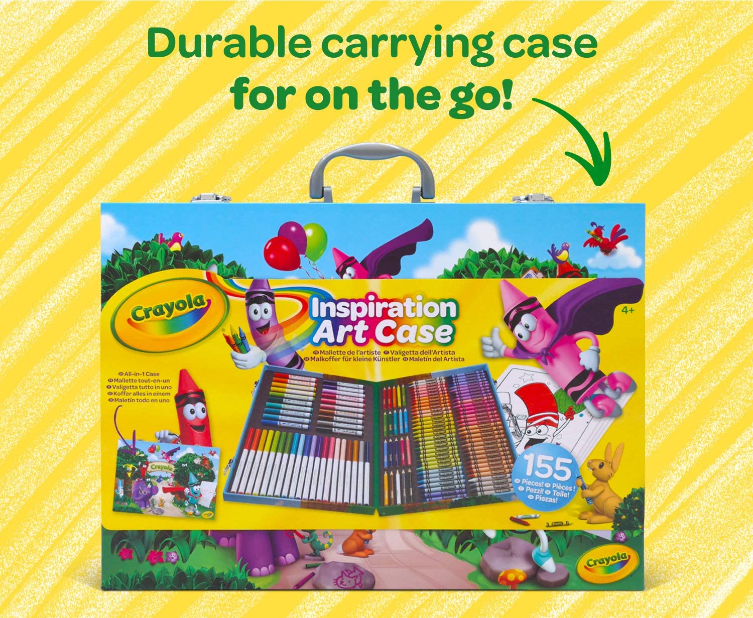 Crayola Inspiration Art Case – 155-teiliges Kunstbedarfsset für Kinder mit Buntstiften, Markern und Bleistiften