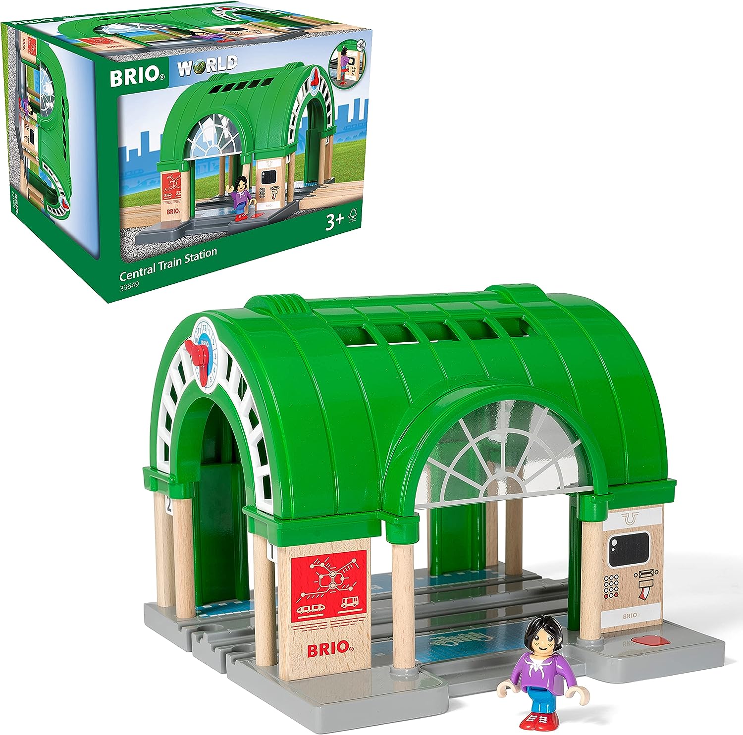 BRIO World Hauptbahnhof-Spielset für Kinder – Kompatibel mit BRIO Eisenbahn-Sets