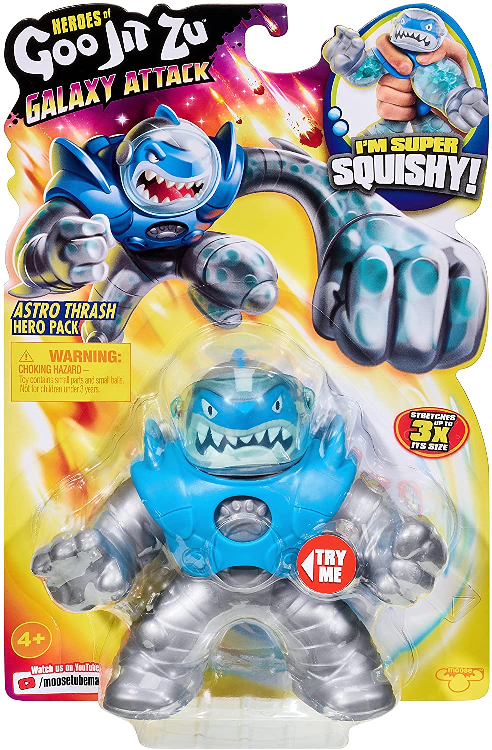 Heroes of Goo Jit Zu Galaxy Attack – Astro Thrash 41209, dehnbare Actionfigur mit hochklappbarem Visier