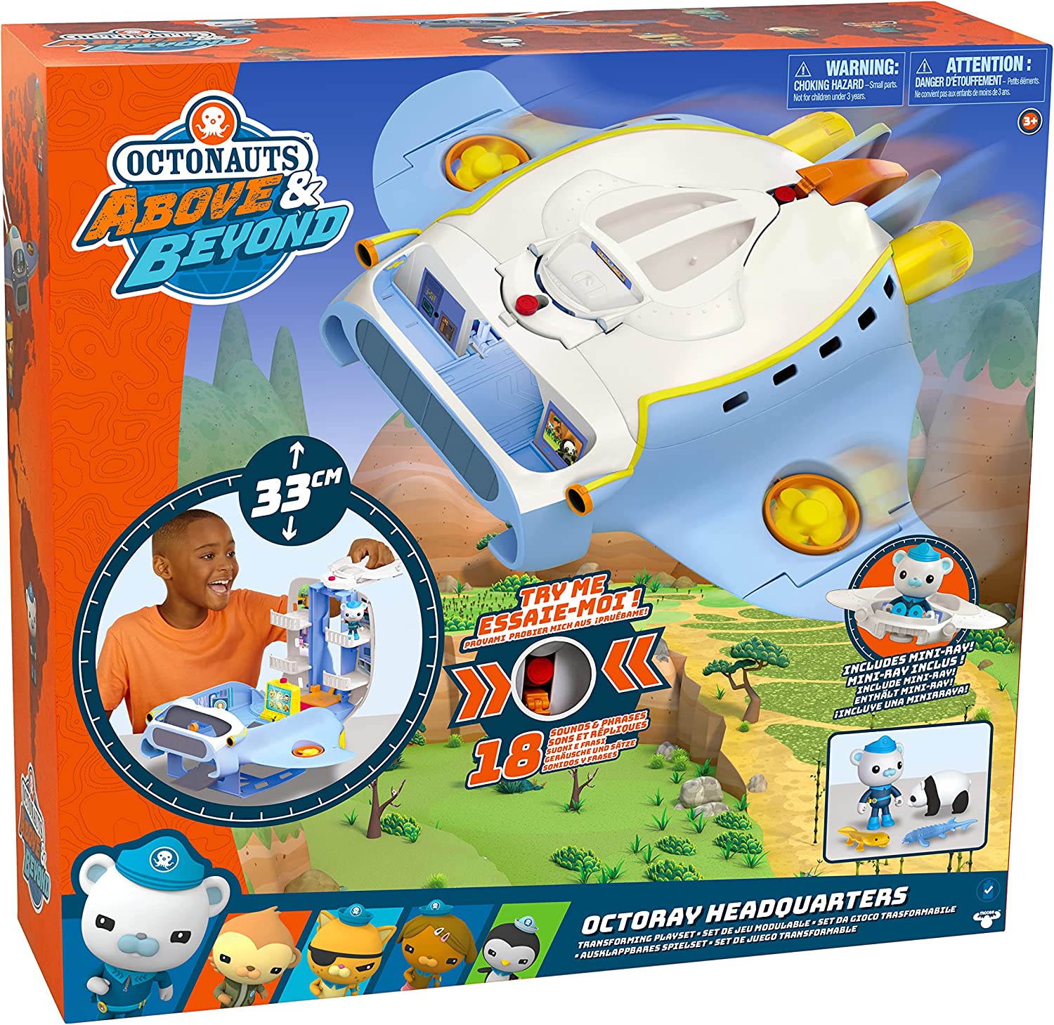 Octonauts Octoray Verwandelbares Spielset mit Lichtern und Geräuschen – 7-teiliges Set mit Captain Barnacles-Figur