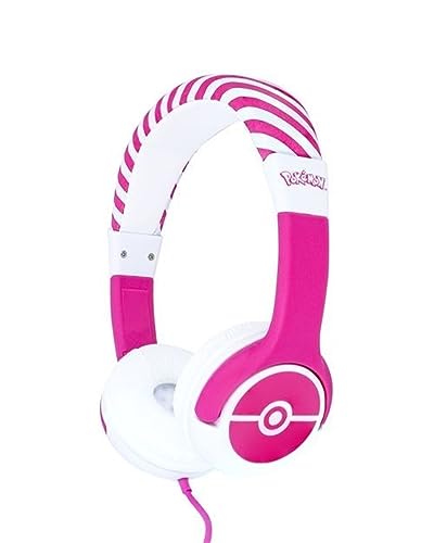 OTL Technologies Kids Headphones - Pokémon Pink Pokéball for Ages 3-7 Years - Universal 3.5mm Jack