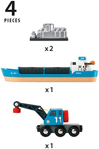 BRIO World Harbour Freight Ship and Crane Wooden Train Set Accessory 2
