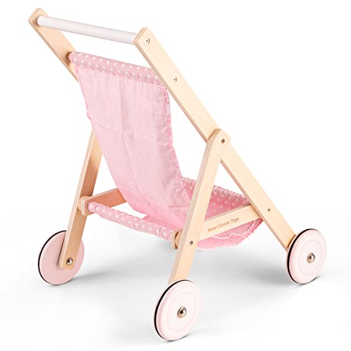 New Classic Toys Wooden Doll Stroller for Children 36 Months and Up - Pink/Natural 9