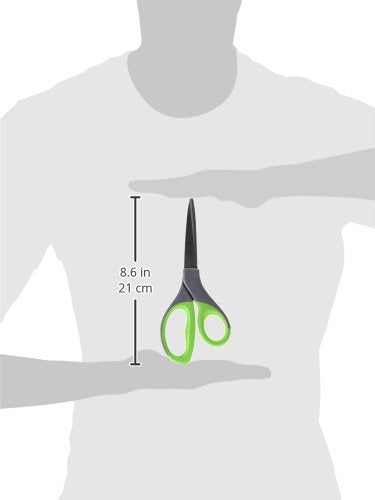 Q-Connect 8-inch Premium Scissors - Stainless Steel Blade | Green and Grey Handle 3