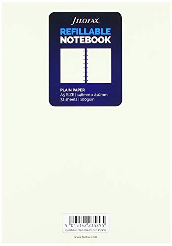 Filofax A5 Notebook Refill - Plain Paper White (Refill, 32 Sheets) - Filofax (Refill, A5 Size)