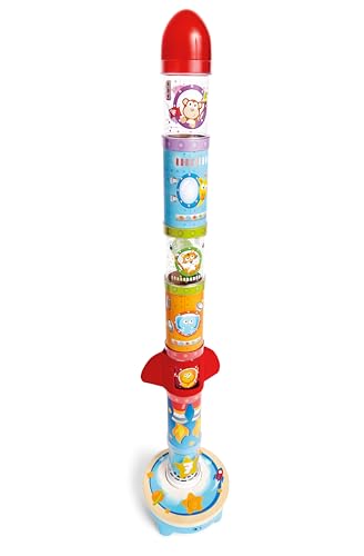 Hape Air-Powered Rocket Stacker Ball Launcher Playset | Ages 24 Months+ | Wood 10