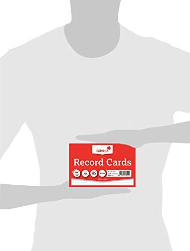 Silvine A6 White Record Cards - Lined with Headline, 100 Cards Per Pack (Size 6x4") 2