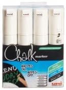 Uni-Ball F804800 522613 CHALK PWE-8K White Chisel Tip Chalk Marker (8.0mm), Pack of 4