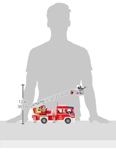 PLAYMOBIL Fire Ladder Unit 9463 - Light & Sound Effects, Water Pump Playset for Ages 4+ 6