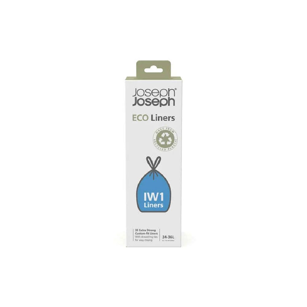 Joseph Joseph IW1 Eco Recycled Plastic Bin Liners - 24-36L Capacity | 20 Count | Black