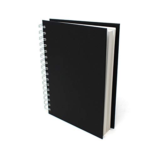Artway Studio Skizzenbuch im A5-Format mit Spiralbindung – 170 g/m² Zeichenpapier, 48 Seiten, schwarzer Hardcover-Einband, silberne Spiralbindung