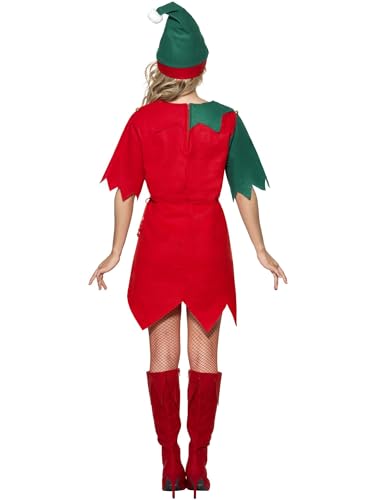 Smiffys Women's Elf Costume - Festive Holiday Tunic with Bells and Hat (Large) 3