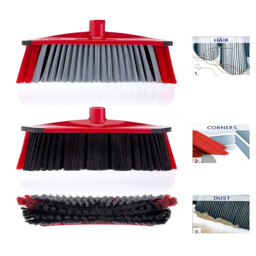 Vileda 3Action Indoor Broom with 3 Different Bristles, Red - Grey, 28 x 14 cm 9