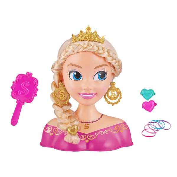 Sparkle Girlz Princess Hair Styling Head - 14 Pieces | Soft Rooted Hair | Ages 3+ 3