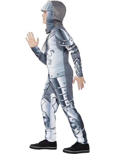 Smiffys Deluxe Armoured Knight Costume - Grey Jumpsuit & Headpiece, Digital Print, Ages 4-6 9