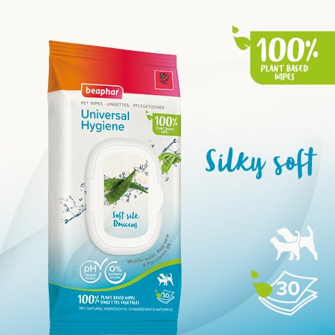 Beaphar Pet Wipes - Universal Hygiene for Cats & Dogs | 30 Count | Plant-Based 2
