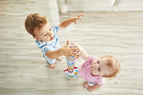 Hape Air-Powered Rocket Stacker Ball Launcher Playset | Ages 24 Months+ | Wood 12