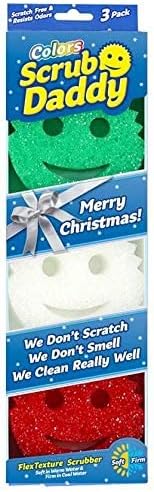 Scrub Daddy - Colors Christmas Sponge Multipack, Dish Sponges for Washing Up, Texture Changing, Scratch-Free Cleaning