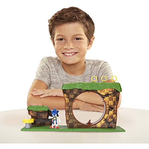 Sonic The Hedgehog Green Hill Zone Playset with 2.5” Sonic Action Figure | Working Spring Platform 2