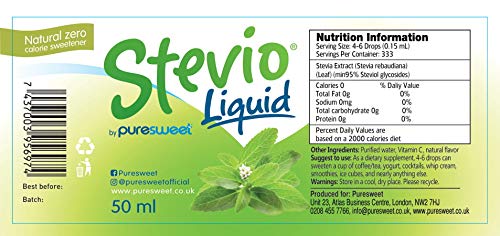 Stevio® Stevia Flüssigtropfen 50 ml – Reiner, natürlicher Süßstoff ohne Kalorien für Keto- und Diabetikerdiäten – Tropfflasche aus Glas