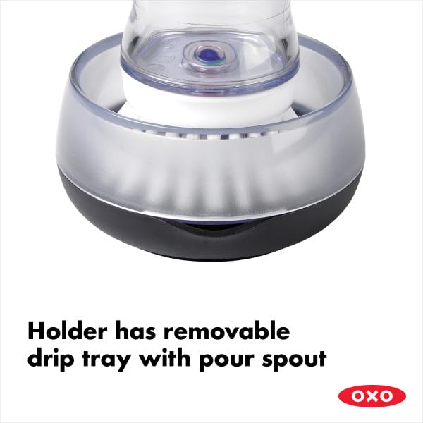 OXO Good Grips Soap Dispensing Palm Brush Storage Set with Holder | Durable Nylon Bristles 5
