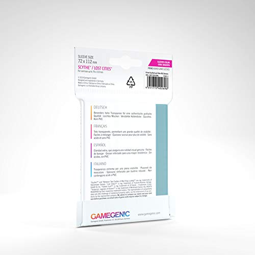 Gamegenic Prime Sleeves for Scythe/Lost Cities Cards | 72x112mm | 60 Count | Clear